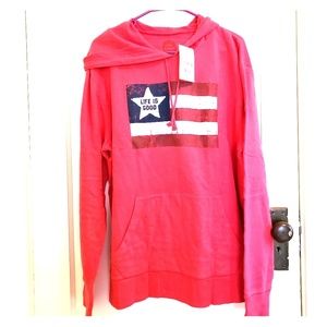 M's L Life is Good American Flag Sweatshirt